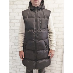 Мъжки елек с качулка, City Man, Средна дължина Черен, 6794